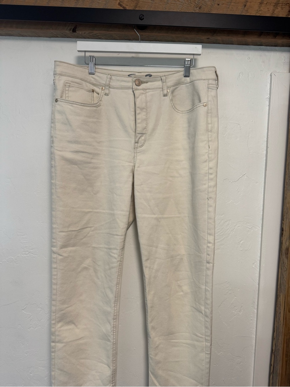 Seven7 Neutral Cream High-Rise Jeans
